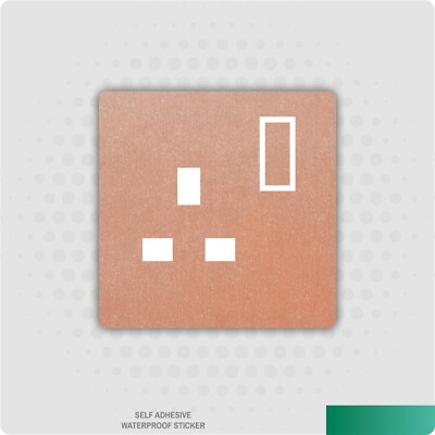 Brushed Copper Metal Effect UK Plug Socket Stickers Bedroom Living Room Decor