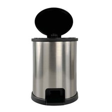 NEW 1.5 Gallon Trash Can, Plastic Round Step Bathroom Trash Can, Silver