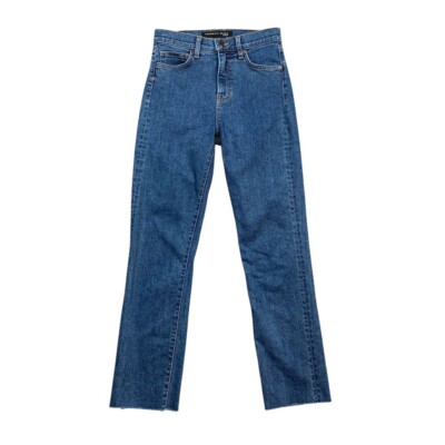 Veronica Beard Jeans Womens 25 Denim Ryleigh Slim Straight High Rise Cut Off Hem