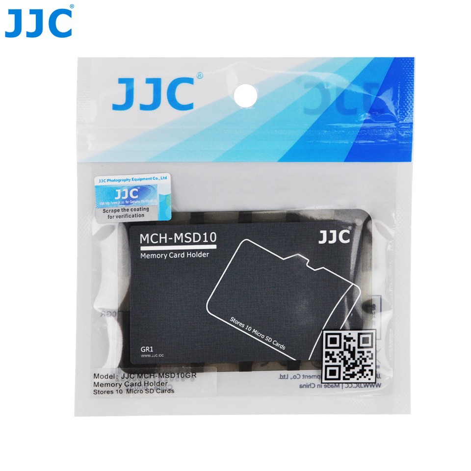 JJC Memory Card Holder – Protective Storage Case For 10 Micro SD / TF Cards (Grey, Compact Design)