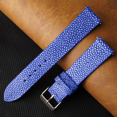 Blue Stingray Watch Band 21mm Flat Men Stingray Skin Watch Strap Luxury Gift