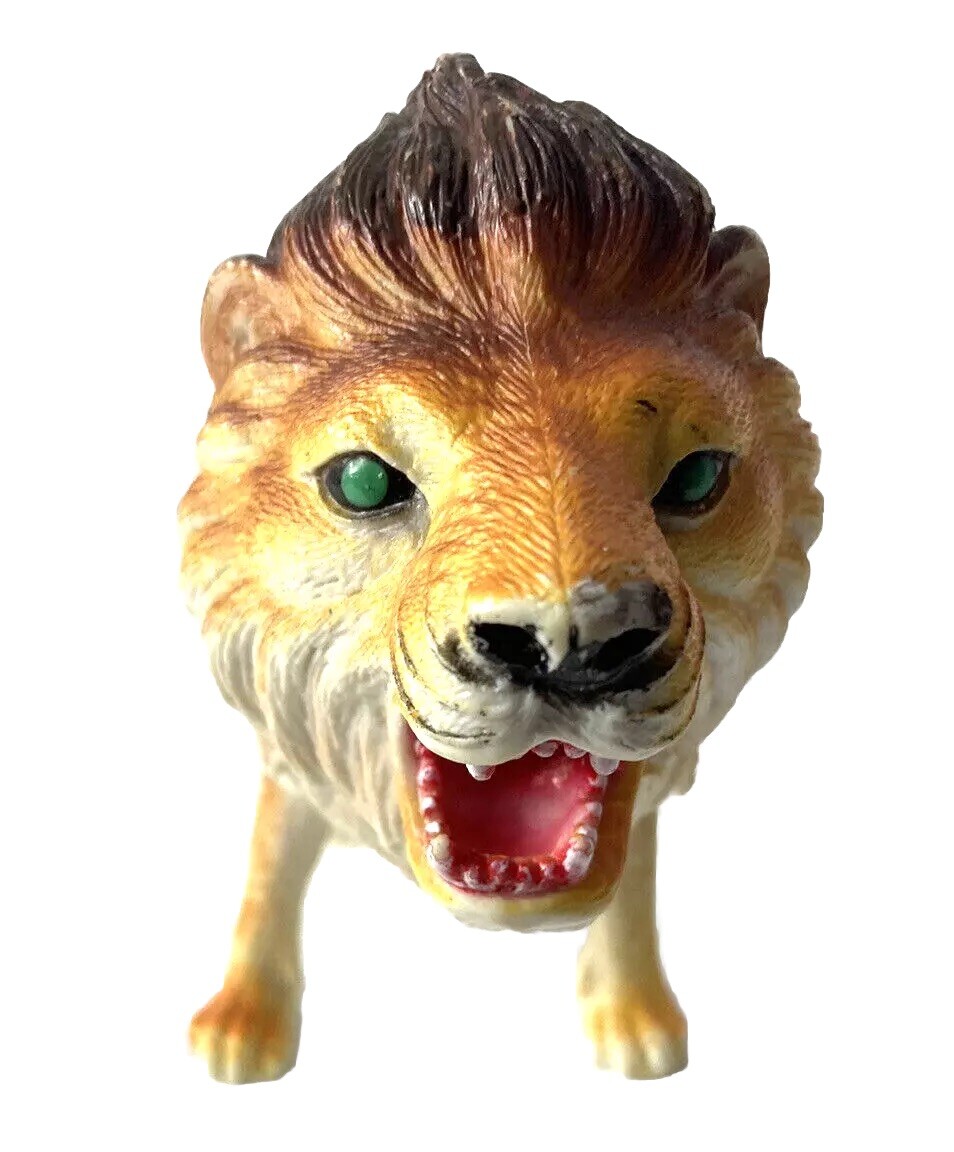 African safari lion figures big cat figurine 9 Inches Long green eyes open mouth