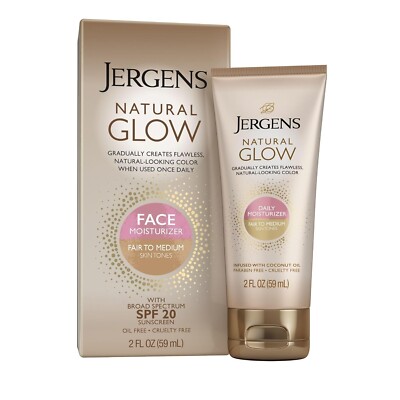 Jergens Natural Glow SPF 20 Face Self Tanner Lotion 2oz Oil-Free Sunless Tan