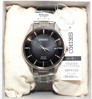 SEIKO Selection SBPX103 Titanium Sapphire Solar Power Watch Black