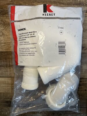 Keeney Trap With Solvent Weld Elbow 1-1/4  SCH 40 W/6  Extension PVC 549W2K NEW