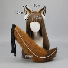 Cute Fox Ear Headband Fluffy Long Tail Faux Fur Animal Cosplay Costume Props