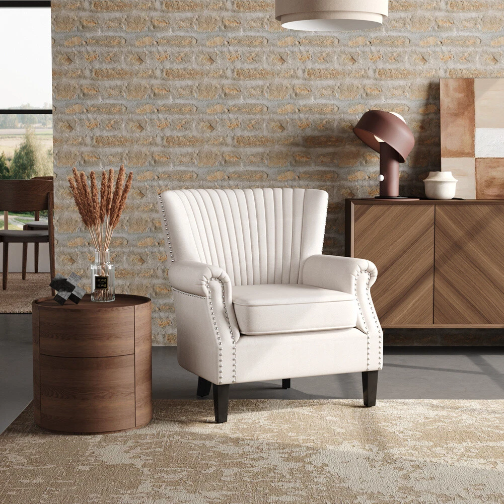 Modern Accent Chair Armchair Upholstered Fabric Single Sofa Lounge Chair Rivet