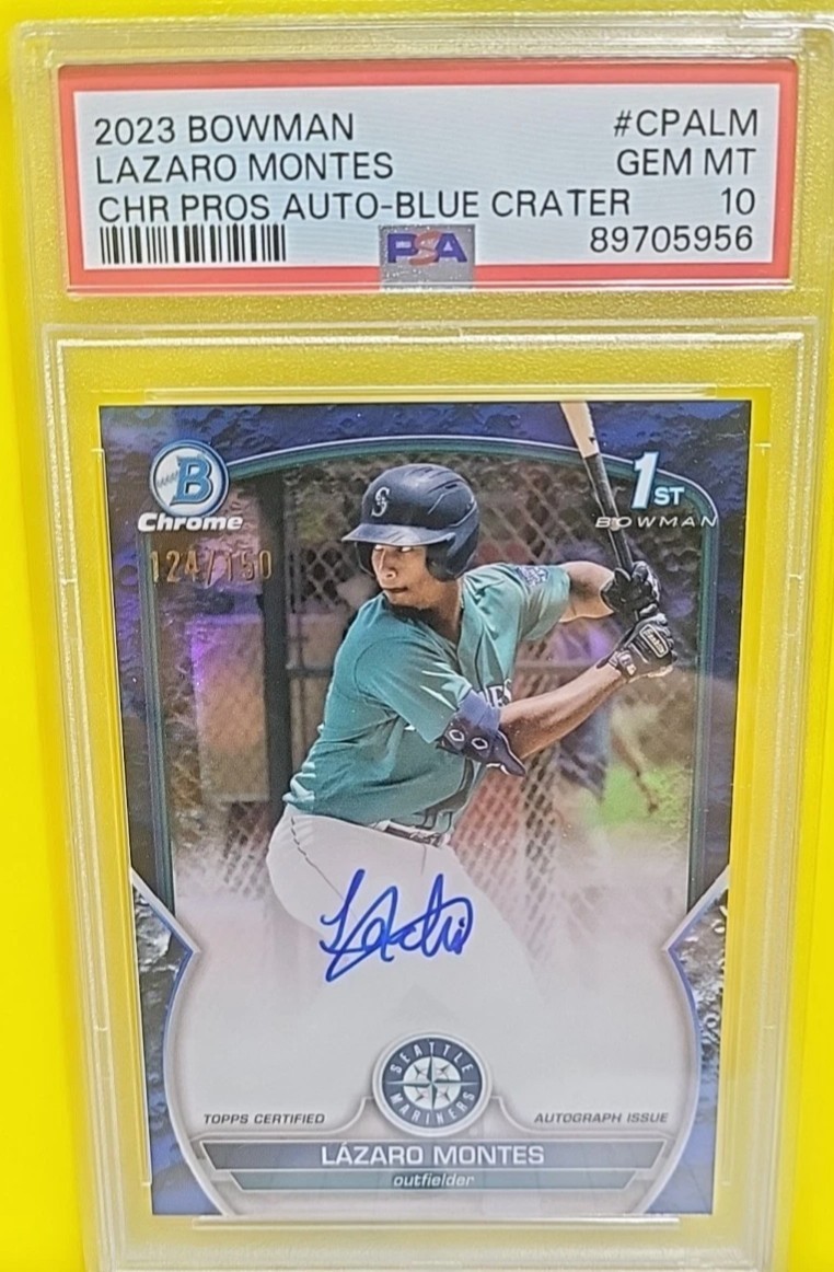 Lazaro Montes Blue Refractor Auto #/150 🔥 2023 Bowman Chrome 1st PSA 10 Gem