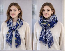  59 Echo large 31  Square scarf  pastel blue pink orange  paisley 862