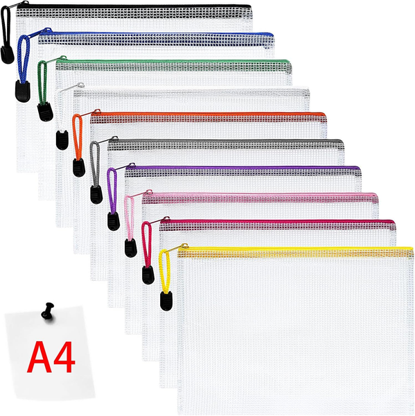 Dokumententasche Mit ReißVerschluss A4, 10Pcs Mesh Plastic Zip Bag, Wasserdichte-image