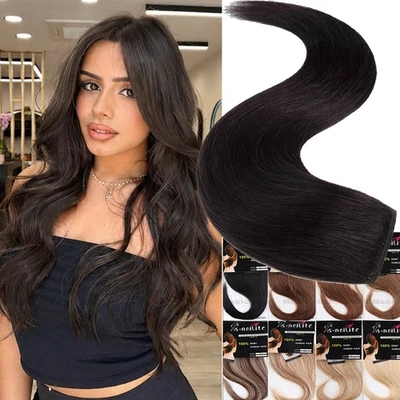 Dick 100% Echthaar Clip In Human Hair Extensions 8 Tressen Haarverlängerung Lang - Bild 1 von 4