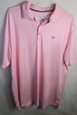 Callaway Opti-Dri Men's XL Pink White Striped Golf Polo Shirt Short Sleeve