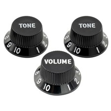 Musiclily Ultra Black Universal Knob 2 Tone 1 Volume Set For Fender Strat Guitar