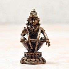 Handmade Copper Lord Ayyappa Swamy Idol Statue Antique Finish
