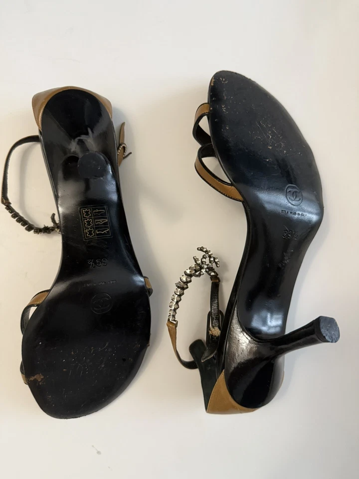 CHANEL NWOB Ankle Strap Bow Pumps Heel Womens SZ EU 39.5/US 8.5-9  Black Classic - Image 4 of 4