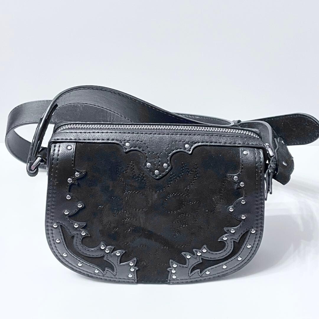 POLO RALPH LAUREN Shoulder Bag Leather Black Vintage Authentic From Japan