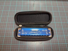 East Top 008K Blues Harmonica Mouth Organ Key C Blue With Carrying Case