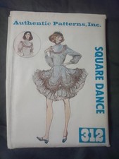 Rare UNCUT Authentic Patterns Inc 312 Square Dance Dress 12 14 16 Sewing Pattern
