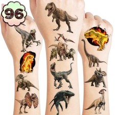 96PCS Dinosaur 3D Pre-Cut Temporary Tattoos - Stickers for Birthday Normal