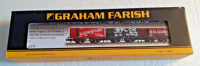 GRAHAM FARISH 377-075K8 SPUR N - LTD EDT SET OF 3 PRIVATE OWNER WAGONS - BCC