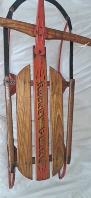 GREAT CONDITION! RARE!! 1950's Flexible Flyer No. 9 Wood Steering Sled.