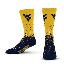 For Bare Feet NCAA West Virginia Mountaineers Spray Zone Crew Socks Team Color L