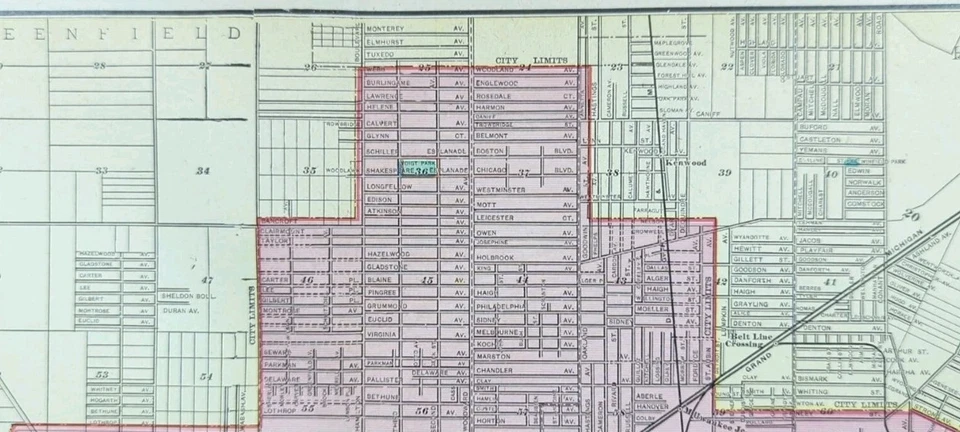 Vintage 1905 DETROIT MICHIGAN Map 22"x14" Old Antique Original WAYNE COUNTY MI - Image 2 of 4