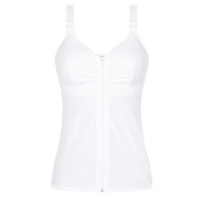 NWT Amoena Hannah 2860 White Camisole Post Surgical with Drain Size Large A/B