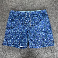 Peter Millar Mens Blue Octopus Cocktail Print Swim Trunks Large Size 40 Beach