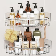 Orimade Corner Shower Caddy Stainless Steel with Hooks Wall Mounted Bathroom ...
