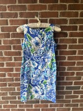 Chaps Sheath Sleeveless Dress women size 10 Petite blue flower