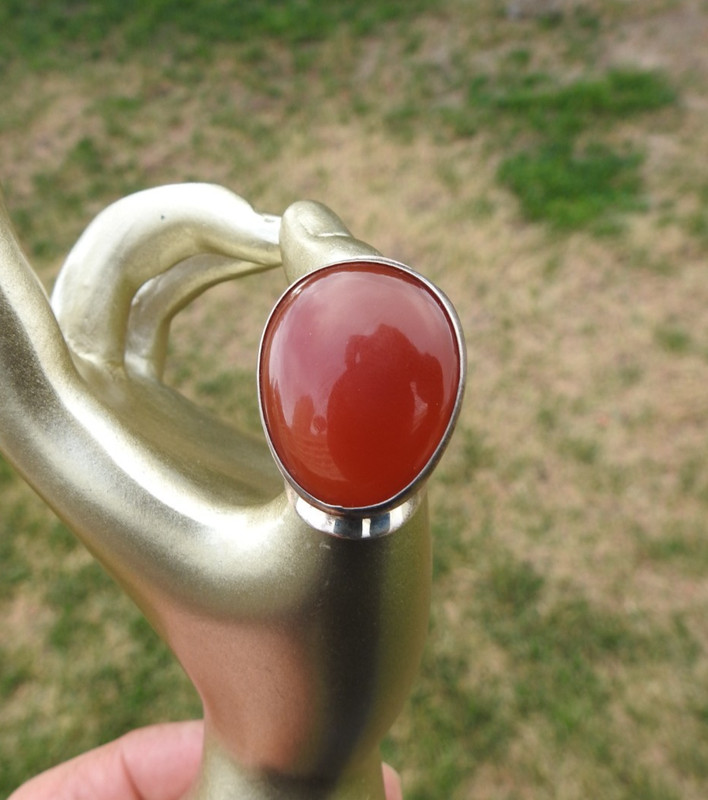DDD Dominique Dinouart Mexico 925 Sterling Silver  Oval Carnelian RING Sz5 23.2g