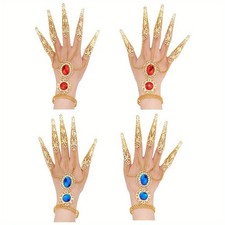 1box 4pcs 2 colors Acrylic Oval Full Hand Ring Bracelet Alloy Open Cuff Bangle