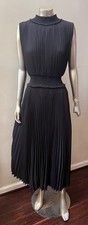 Adrianna Papell Pleated Long Maxi Black party Sleeveless Dress 14