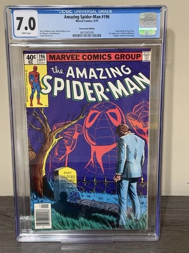 Amazing Spider-Man #196 CGC 7.0 White Pgs (Marvel 1970) Death Aunt May Newsstand