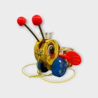 Vintage Fisher-Price Queen Buzzy Bee Pull Toy Bell Wooden #444 1958
