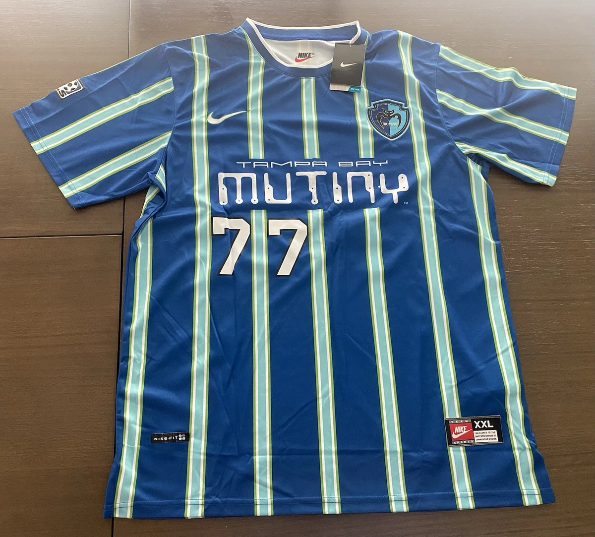 90s MLS NIKE ストライプ タンパベイ ミューティニー　ユニフォーム NIKE 90s MLS Tampa Bay Mutiny Jersey L Blue Vintage Soccer Uniform