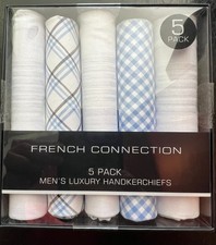 NWT French Connection Men's 5 Pack Luxury 16x16 Handkerchiefs