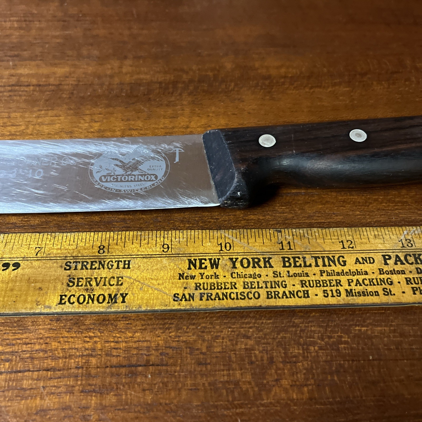 R. H. Forschner Co Victorinox 403-10 Curved Butcher Knife Switzerland Rosewood