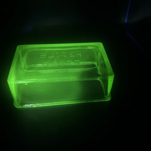 Hazel Atlas Depression Era Uranium Green Covered Butter Dish