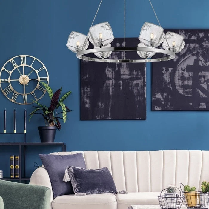 Люстра хромированная CANARM Rockport большая 30 дюймов 6 ламп с прозрачными стеклянными абажурами - Изображение 2 из 2