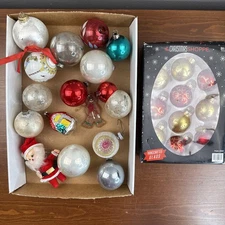 8 Shiny Brite 9 Various 10 Christmas Shoppe Lot of 27 Christmas Ornaments VTG