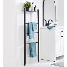 Springwood Freestanding Acacia Wood Towel Ladder, 4 Tiers, Black