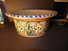 GRAND CACHEPOT JARDINIERE CERAMIQUE EMAILE STYL  ORIENTAL HT 12 CM30 DIAM 3O C30