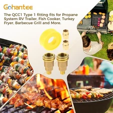 QCC1/POL Propane Gas Hose Fitting Adapter With 1/4" NPT Coupler Seal Tape Set