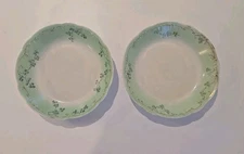 O.P. CO. Syracuse China 2 Serving Vegetable Dish Bowls Green Berries Gold Trim