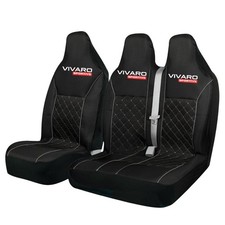 FOR VAUXHALL VIVARO - PREMIUM QUILTED GREY PIPING FABRIC VAN SEAT COVERS