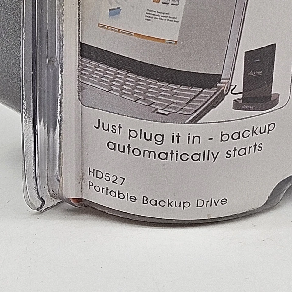 Clickfree Automatic Back Up Drive HD527 500GB Portable Backup Drive Blue NOS - Image 3 of 4