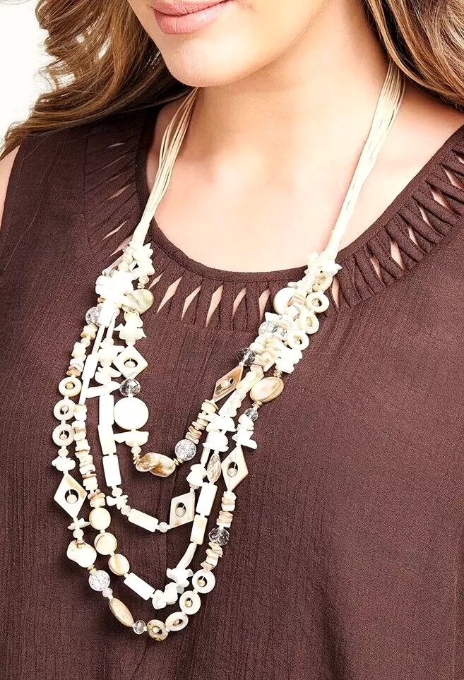 TS TAKING SHAPE Layered Shell Necklace stunning statement jewelry