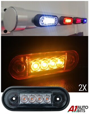 2X 24v Led Amber Curved Fit Side Marker Lights Bull Bar For Scania Man Volvo Daf